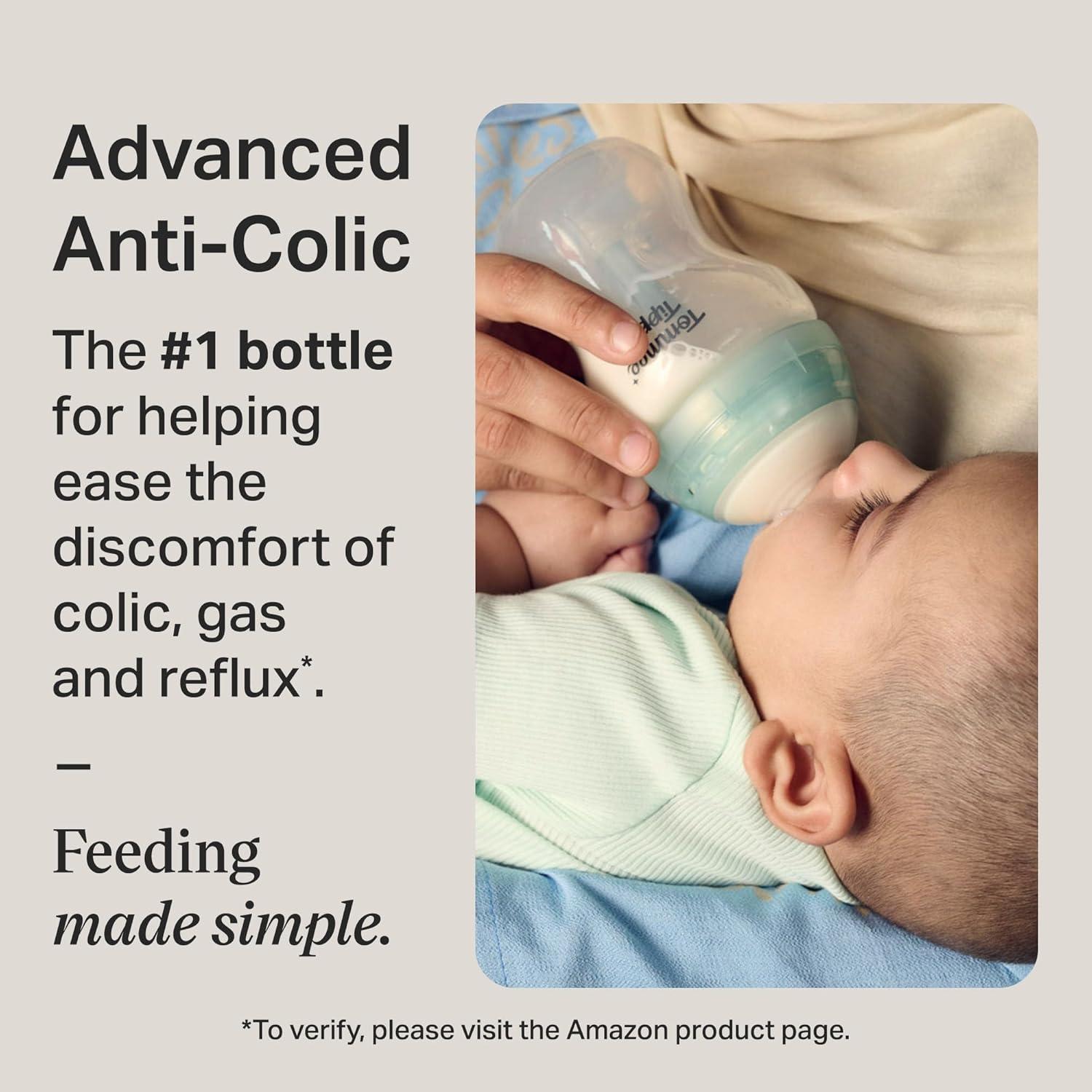 image:imageTommee Tippee Advanced AntiColic 12 Piece Set 5 oz and 9 oz BPA Free Bottles Newborn 0 Months Includes Slow amp MediumFlow BreastLike Nipples and Bottle Handles and Cleaning BrushClear 2 Pieces