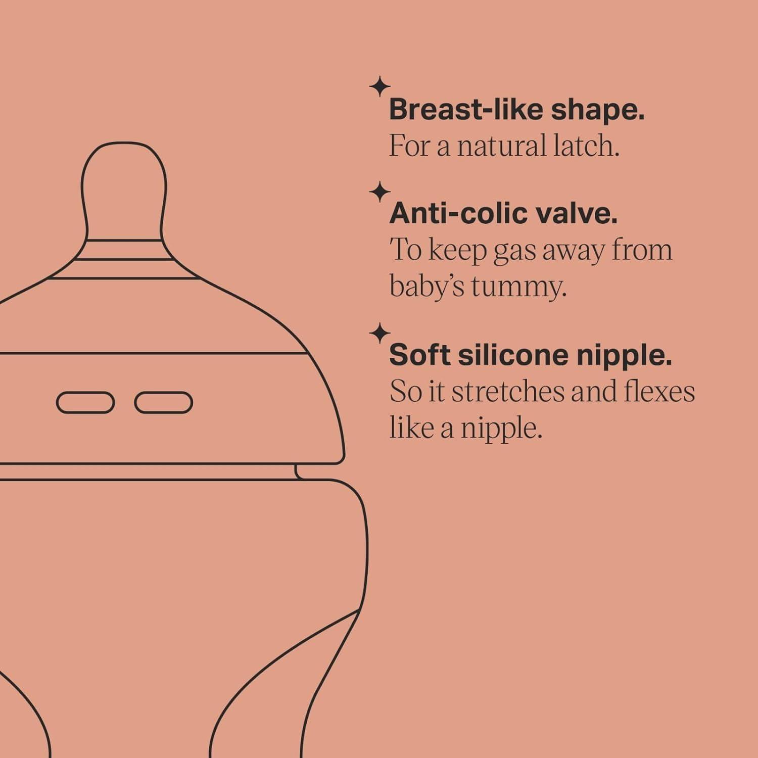 image:imageTommee Tippee Baby Bottles Natural Start AntiColic Baby Bottle with Slow Flow BreastLike Nipple 5oz 0m Baby Feeding Essentials Pack of 2