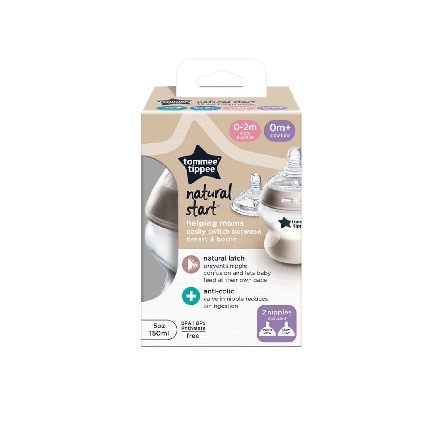 image:imageTommee Tippee Baby Bottles Natural Start AntiColic Baby Bottle with Slow Flow BreastLike Nipple 5oz 0m Baby Feeding Essentials Pack of 2