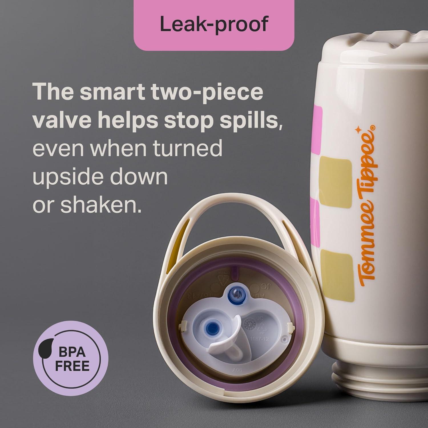 image:imageTommee Tippee Insulated 9oz Sporty Spout Toddler Water Bottle No Spill Sippy Cups for Toddlers 13 TwoPiece Valve Helps Stop Spills Light Blue amp Orange BPA Free Pack of 2Mint Beige