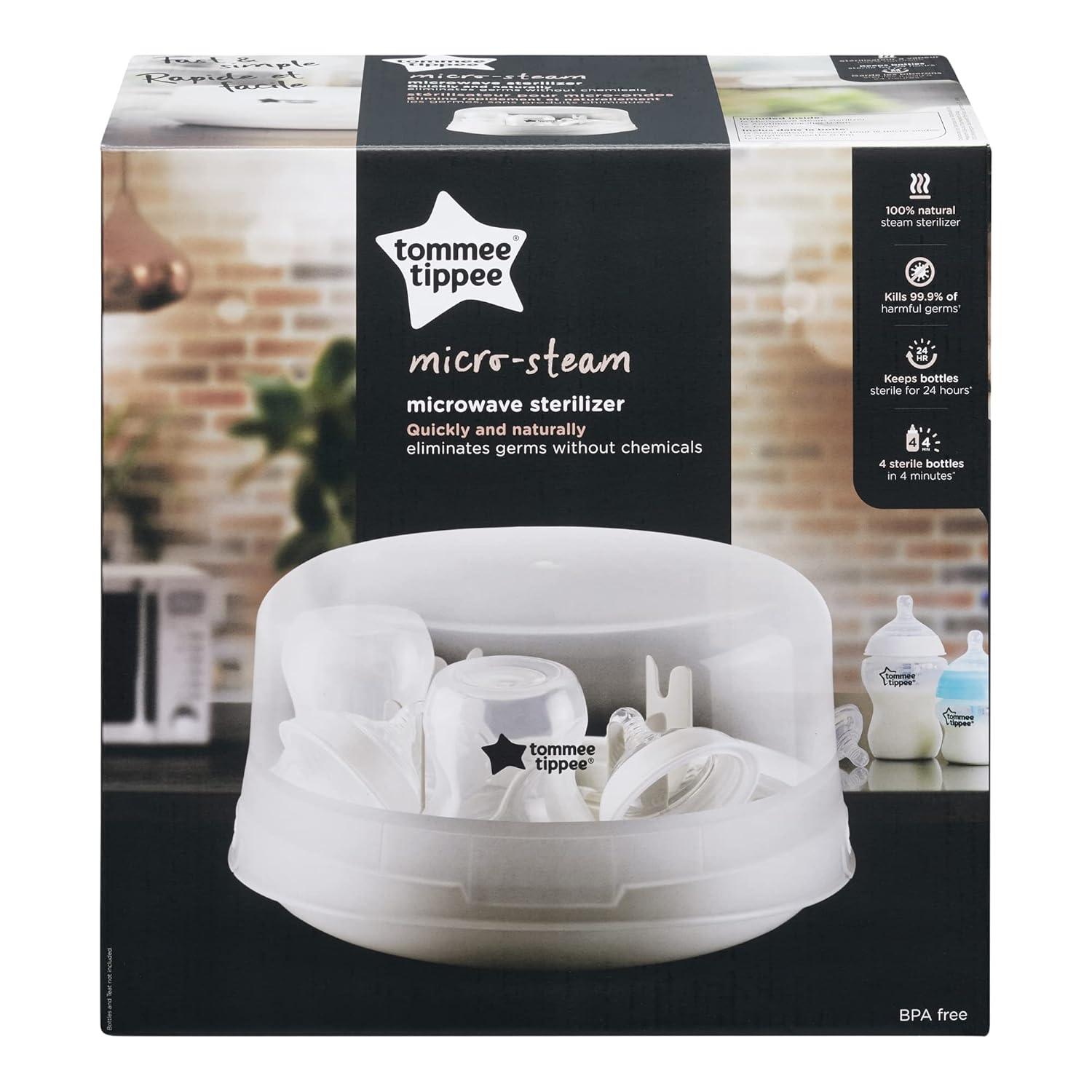 image:imageTommee Tippee Microwave Steam Sterilizer for Baby Bottles and Accessories 4Minute Sterilisation Cycle Kills Viruses and 999 of Harmful Microbes Compact and Lightweight