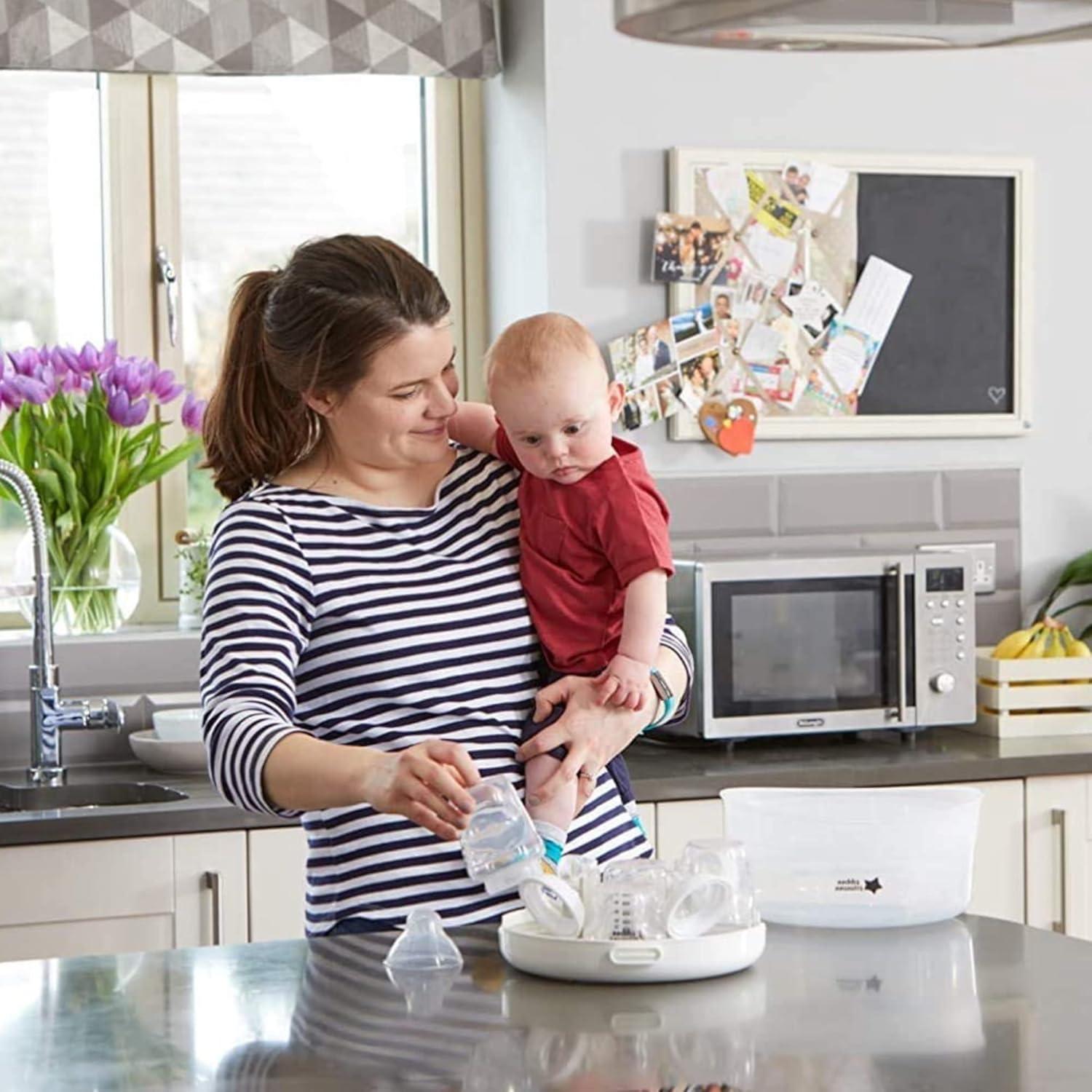 image:imageTommee Tippee Microwave Steam Sterilizer for Baby Bottles and Accessories 4Minute Sterilisation Cycle Kills Viruses and 999 of Harmful Microbes Compact and Lightweight