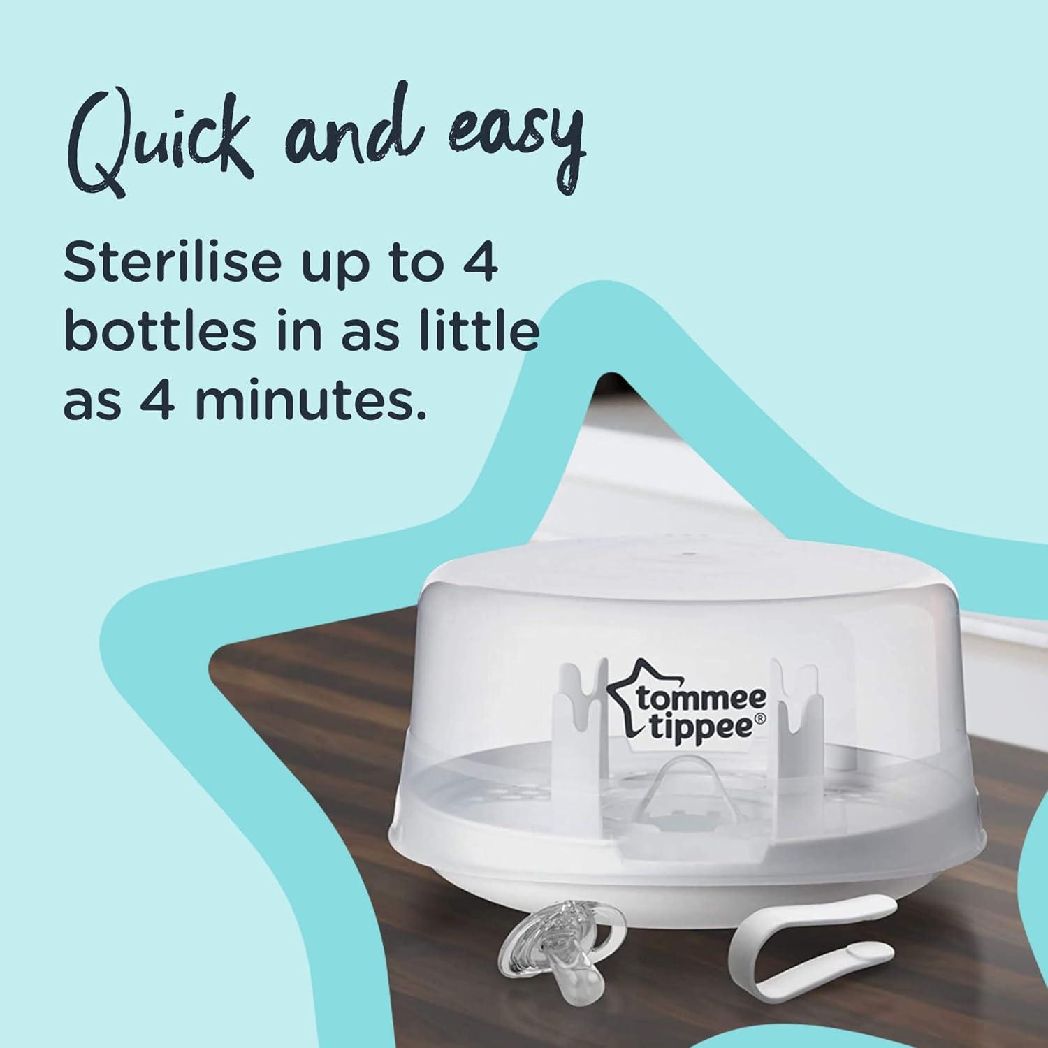image:imageTommee Tippee Microwave Steam Sterilizer for Baby Bottles and Accessories 4Minute Sterilisation Cycle Kills Viruses and 999 of Harmful Microbes Compact and Lightweight