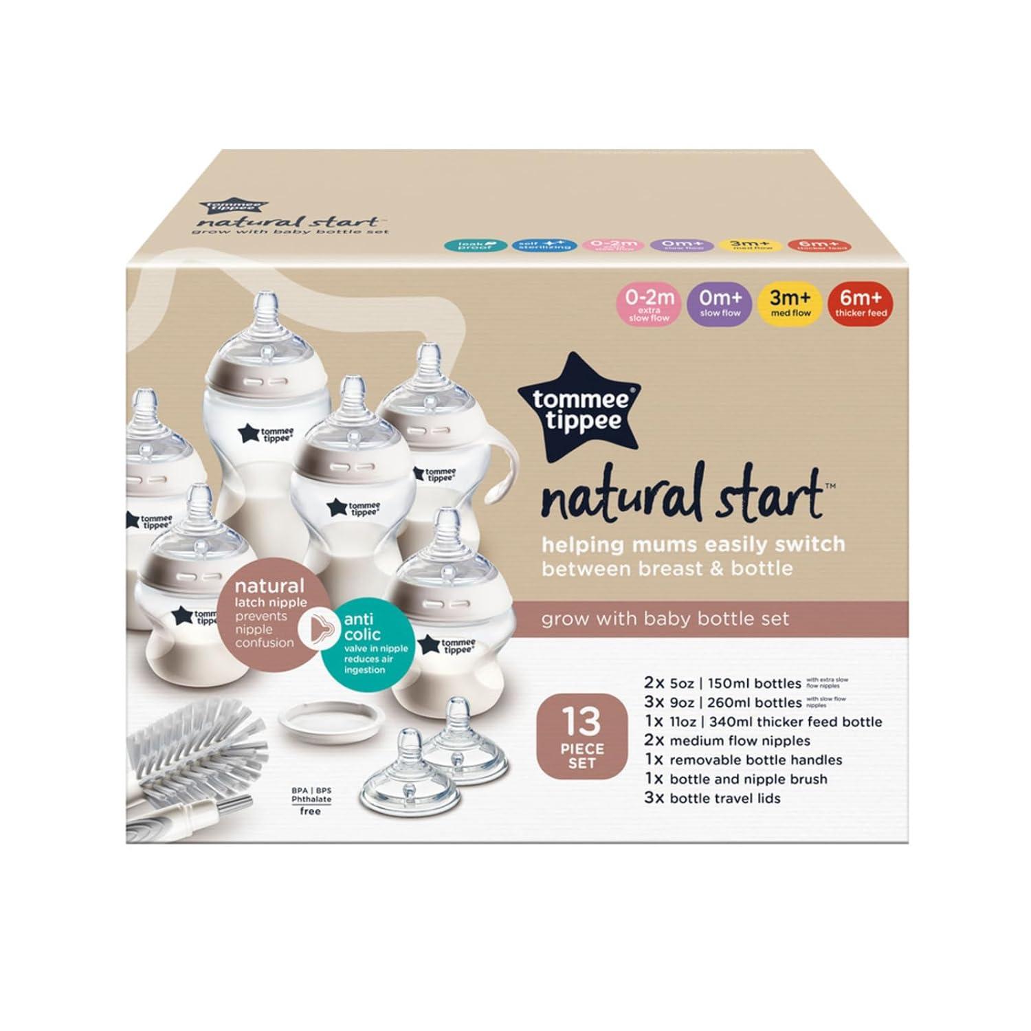 image:imageTommee Tippee Natural Start 14 Piece Baby Bottle Travel Bottle Warmer amp Pacifier Set 5 BPA Free Bottles 0 Months 2 Newborn Pacifiers 2 Extra Nipples 2 Formula Dispensers Bottle Brush PinkNeutral