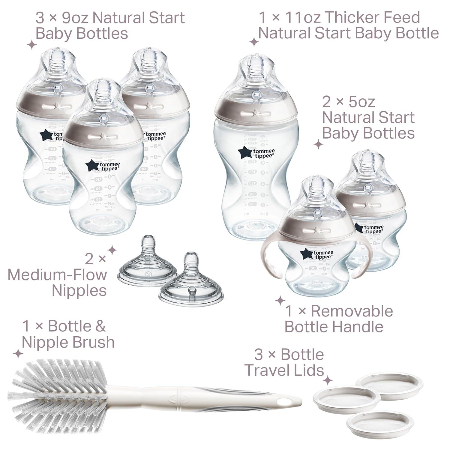 image:imageTommee Tippee Natural Start 14 Piece Baby Bottle Travel Bottle Warmer amp Pacifier Set 5 BPA Free Bottles 0 Months 2 Newborn Pacifiers 2 Extra Nipples 2 Formula Dispensers Bottle Brush PinkNeutral