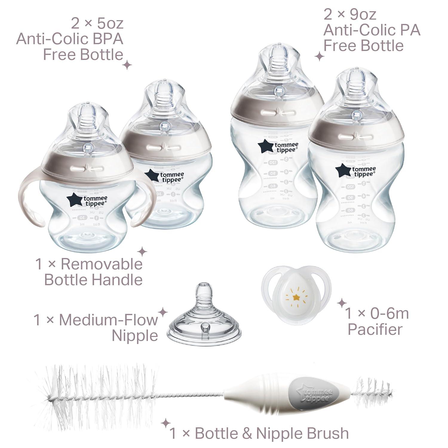 image:imageTommee Tippee Natural Start 14 Piece Baby Bottle Travel Bottle Warmer amp Pacifier Set 5 BPA Free Bottles 0 Months 2 Newborn Pacifiers 2 Extra Nipples 2 Formula Dispensers Bottle Brush PinkTranslucent