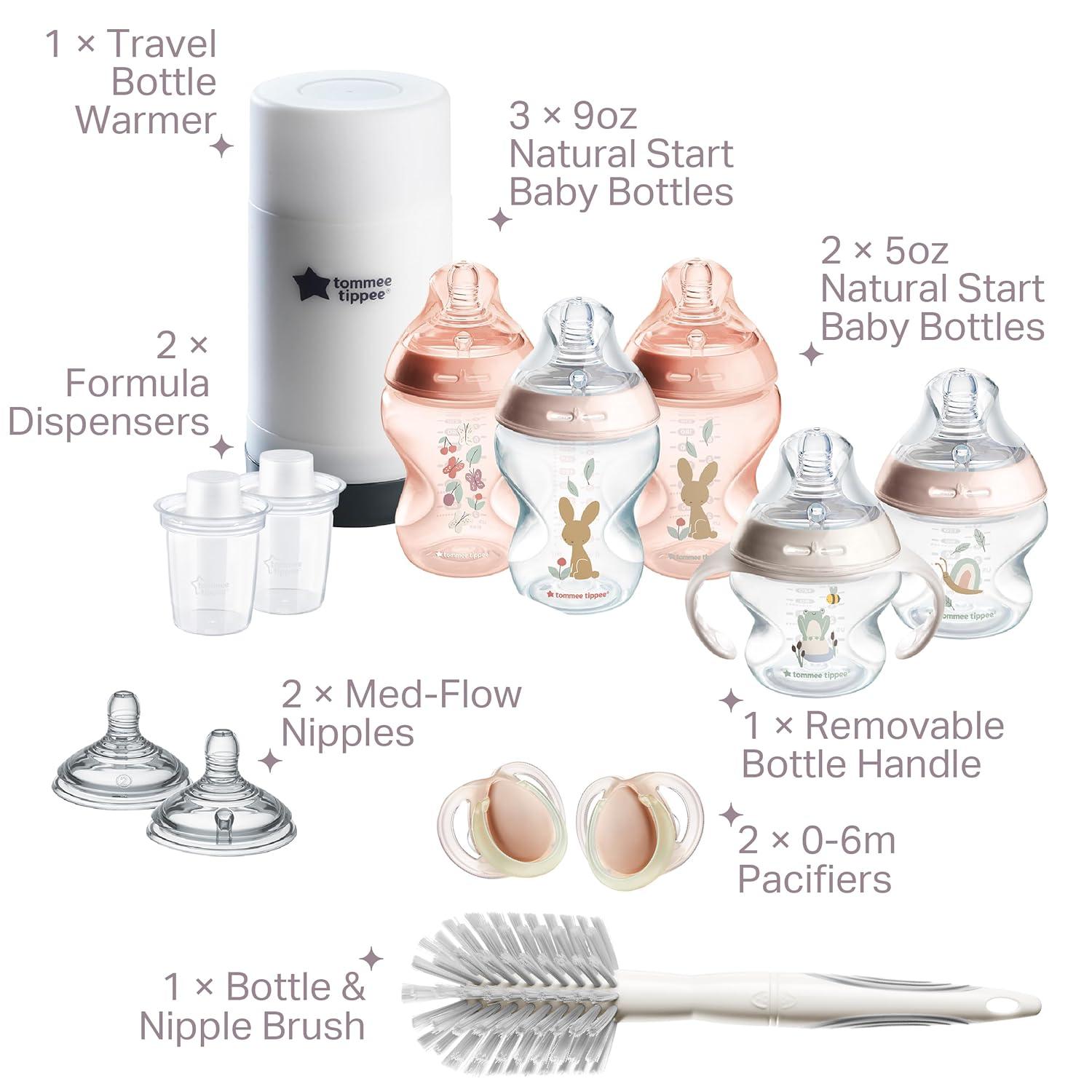 image:imageTommee Tippee Natural Start 14 Piece Baby Bottle Travel Bottle Warmer amp Pacifier Set 5 BPA Free Bottles 0 Months 2 Newborn Pacifiers 2 Extra Nipples 2 Formula Dispensers Bottle Brush PinkPinkTranslucent
