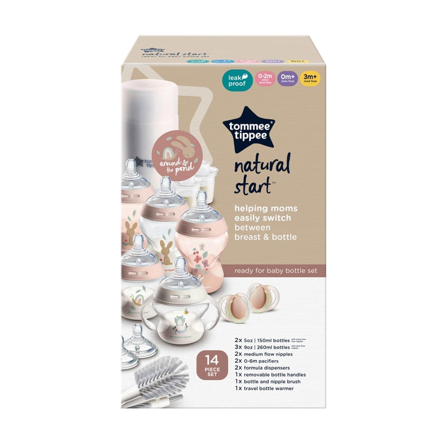 image:imageTommee Tippee Natural Start 14 Piece Baby Bottle Travel Bottle Warmer amp Pacifier Set 5 BPA Free Bottles 0 Months 2 Newborn Pacifiers 2 Extra Nipples 2 Formula Dispensers Bottle Brush PinkPinkTranslucent