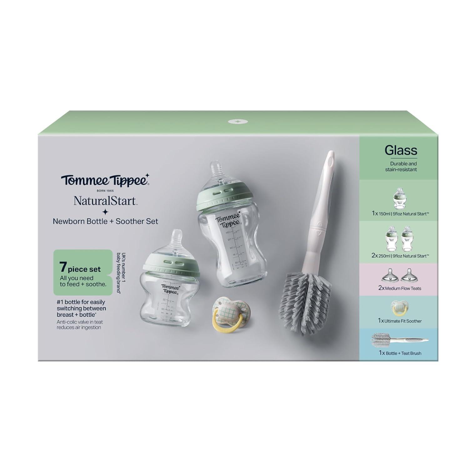 image:imageTommee Tippee Natural Start 9 oz Glass Baby Bottles Self Sterilizing BPA amp Phthalates Free 0 Months Slow Flow BreastLike Nipple for a Natural Latch Travel Jar Lids Cup Rings Pack of 35 to 9oz Clear