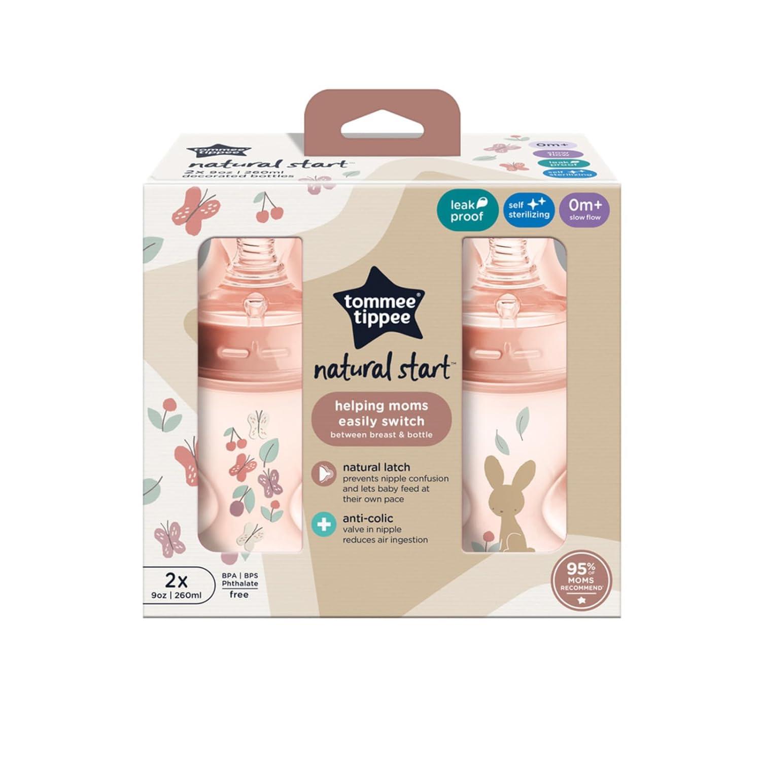 image:imageTommee Tippee Natural Start AntiColic 9 oz BPA Free Baby Bottles 0 Months Slow Flow BreastLike Nipple Self Sterilizing Designed for Seamless Transition Between Bottle amp Breast FiestaPack of 6Pink