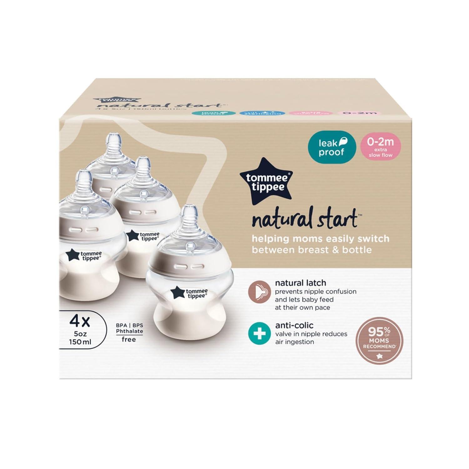 image:imageTommee Tippee Natural Start Newborn Baby Bottles 5 oz with Slow Flow BreastLike Nipples for A Natural Latch SelfSterilizing and BPA Free Cowboy Theme Pack of 2Clear Pack of 4