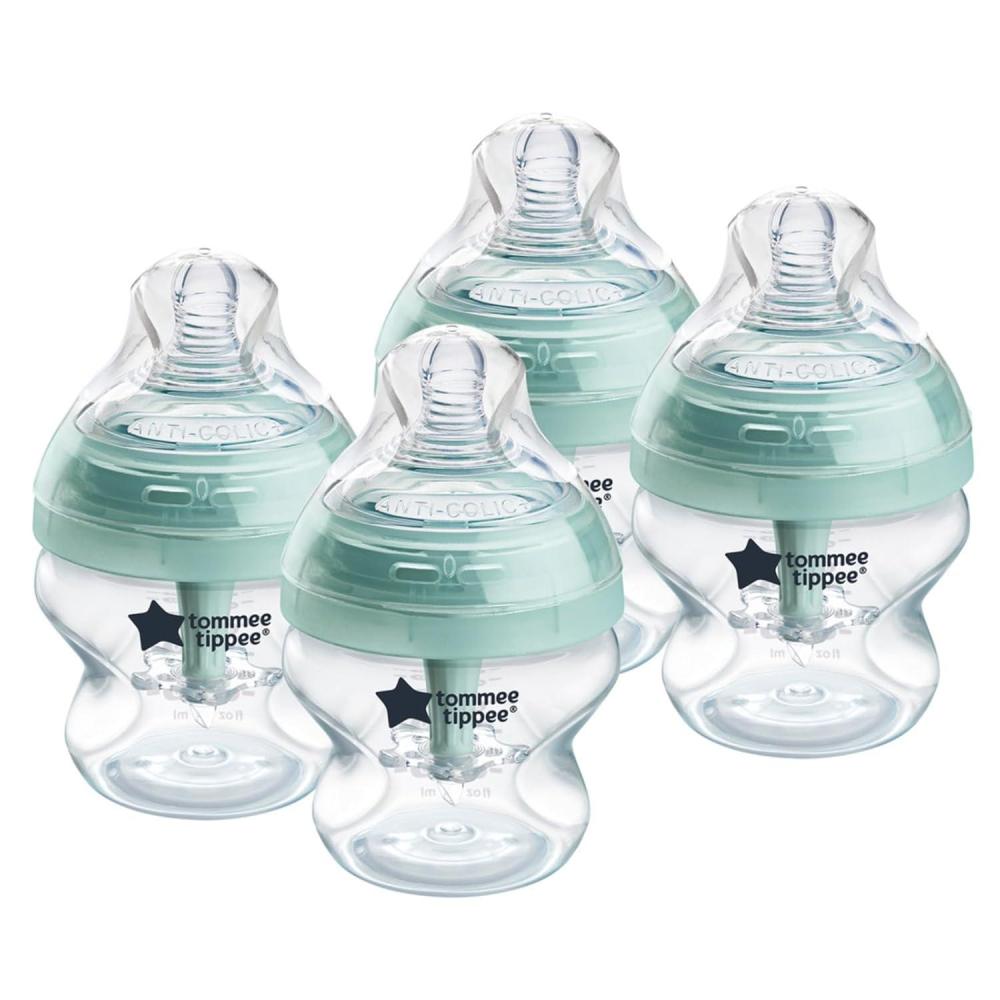 image:imageTommee Tippee Advanced AntiColic 12 Piece Set 5 oz and 9 oz BPA Free Bottles Newborn 0 Months Includes Slow amp MediumFlow BreastLike Nipples and Bottle Handles and Cleaning BrushClear 4 Pieces