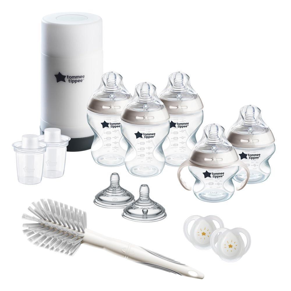 image:imageTommee Tippee Natural Start 14 Piece Baby Bottle Travel Bottle Warmer amp Pacifier Set 5 BPA Free Bottles 0 Months 2 Newborn Pacifiers 2 Extra Nipples 2 Formula Dispensers Bottle Brush PinkClear