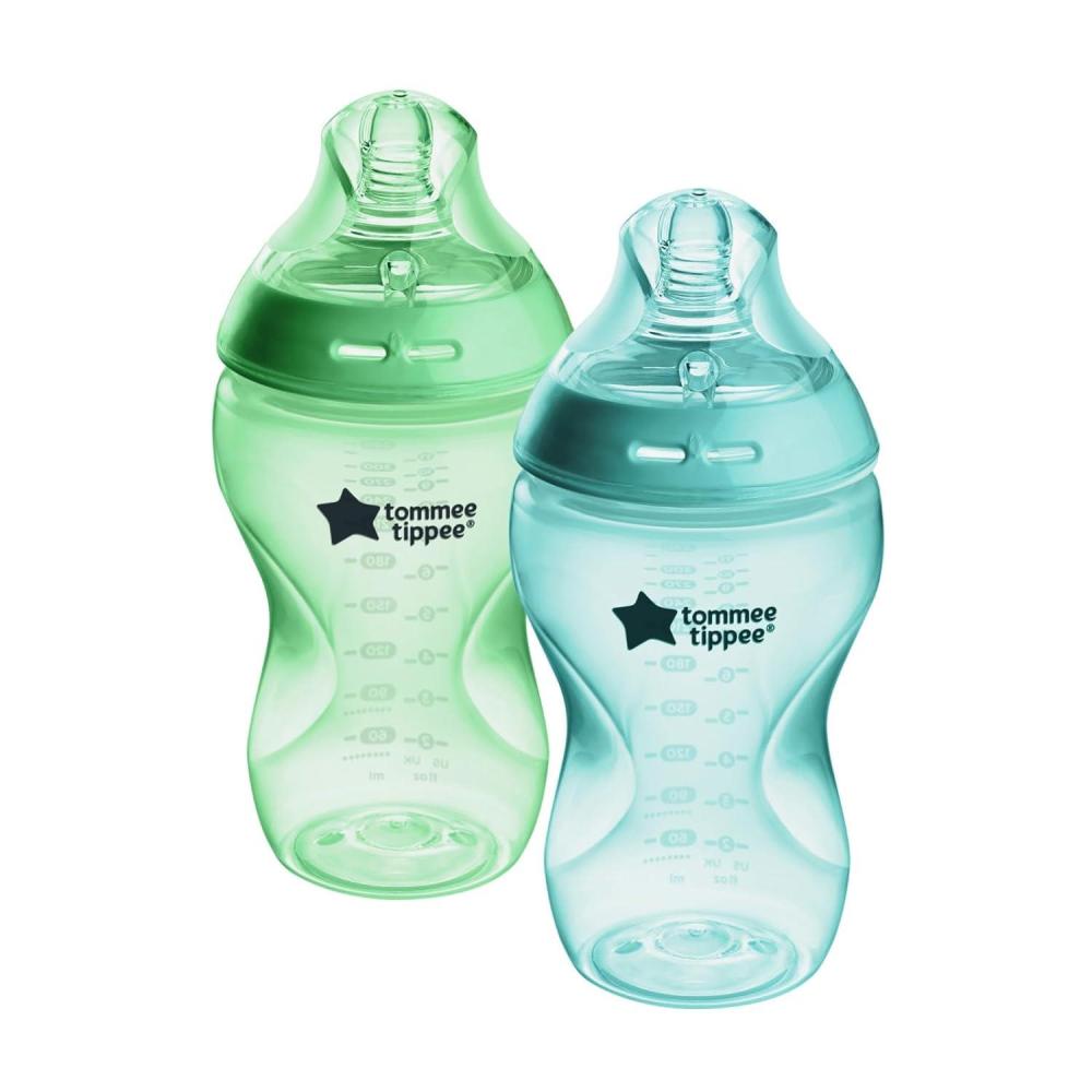 image:imageTommee Tippee Natural Start Baby Bottle 11oz Thicker Feed BreastLike Nipple for Babies 6 Months Green and Teal 2 Count1 Count Pack of 2