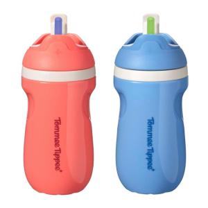 image:imageTommee Tippee Active Straw Toddler Cups 9 oz Insulated Sippy Cups For Toddlers 13 Silicone Straw and LeakProof Valve Pink and Purple Pack of 2Blue  Red