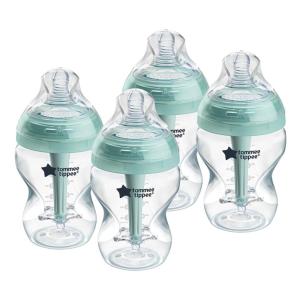 image:imageTommee Tippee Advanced AntiColic 9 Oz BPA Free Baby Bottles Newborn 0 Months Slow Flow BreastLike Nipple Unique Design Keeps Air Away from Milk and Baby Clear Pack of 4Blue  Clear
