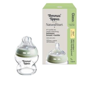 image:imageTommee Tippee Natural Start 9 oz Glass Baby Bottles Self Sterilizing BPA amp Phthalates Free 0 Months Slow Flow BreastLike Nipple for a Natural Latch Travel Jar Lids Cup Rings Pack of 35oz  Clear