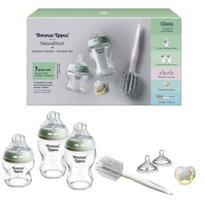 image:imageTommee Tippee Natural Start 9 oz Glass Baby Bottles Self Sterilizing BPA amp Phthalates Free 0 Months Slow Flow BreastLike Nipple for a Natural Latch Travel Jar Lids Cup Rings Pack of 35 to 9oz  Clear