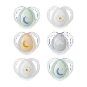 image:imageTommee Tippee Night Time Pacifier 06 Months Symmetrical Silicone Baglet BPAFree Binkies Glow in The Dark Technology Twilight Tones Pack of 4Blue Pastels