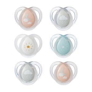 image:imageTommee Tippee Night Time Pacifier 06 Months Symmetrical Silicone Baglet BPAFree Binkies Glow in The Dark Technology Twilight Tones Pack of 4Pink Pastels