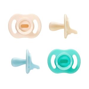 image:imageTommee Tippee UltraLight StayPut Pacifier OnePiece Silicone Design 06m 4 PackCreamBlueTeal