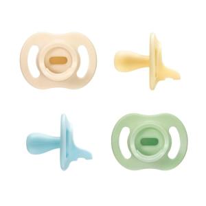 image:imageTommee Tippee UltraLight StayPut Pacifier OnePiece Silicone Design 06m 4 PackCreamYellowBlueSage