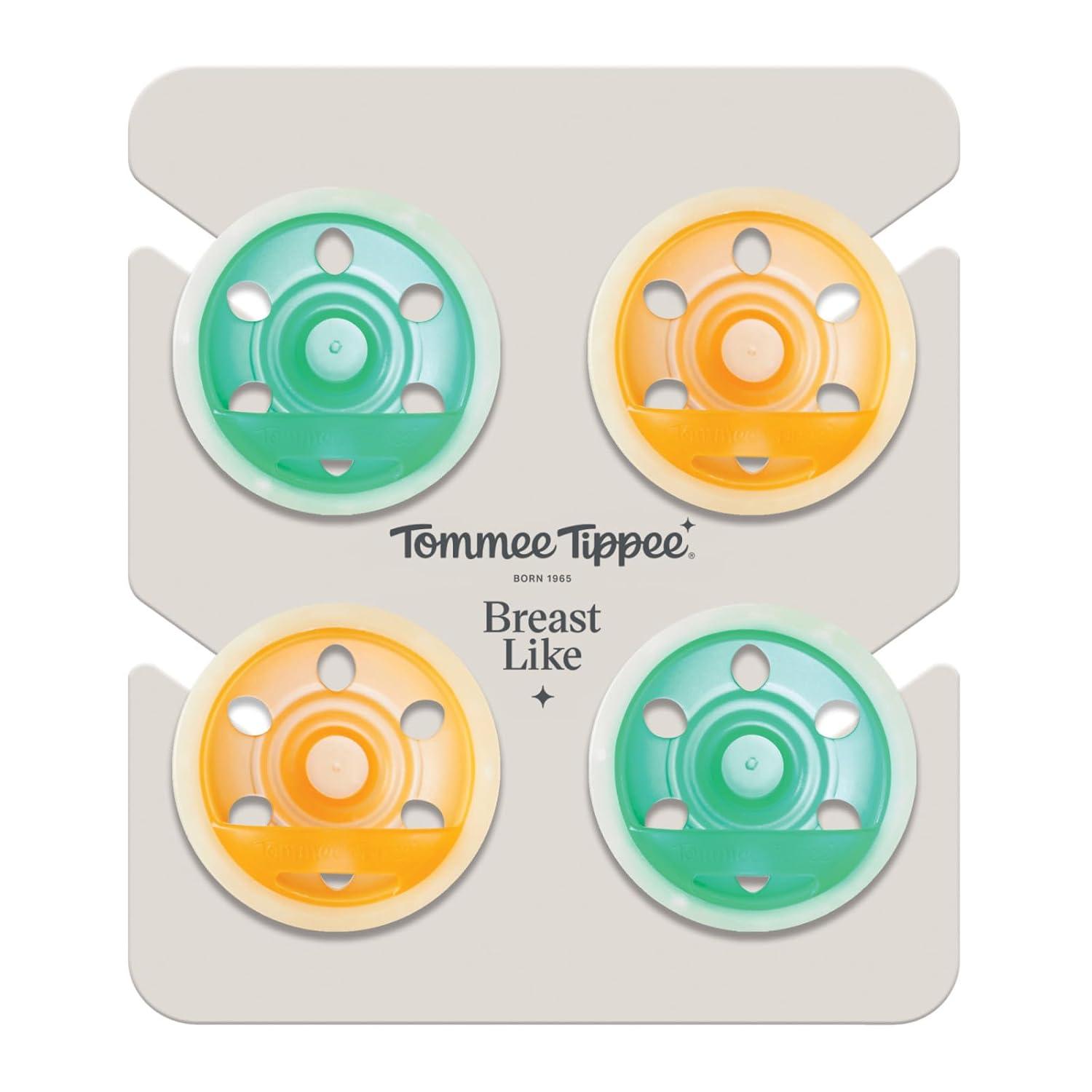 image:imageTommee Tippee BreastLike Night Pacifier 618 Months BreastLike Baglet BPAFree Binkies Glow in The Dark Technology YellowGreen Pack of 4YellowGreen