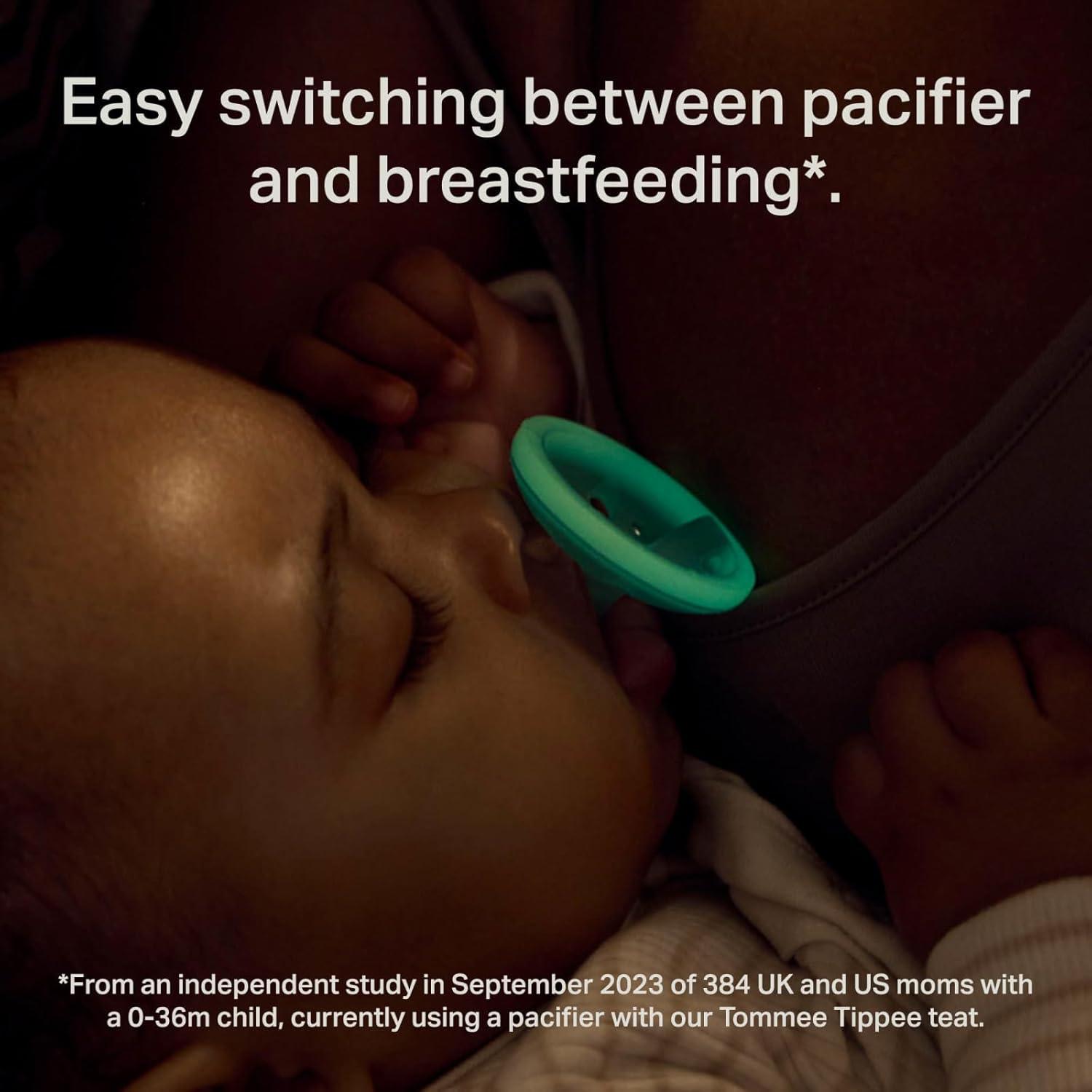 image:imageTommee Tippee BreastLike Night Pacifier 618 Months BreastLike Baglet BPAFree Binkies Glow in The Dark Technology YellowGreen Pack of 4YellowGreen