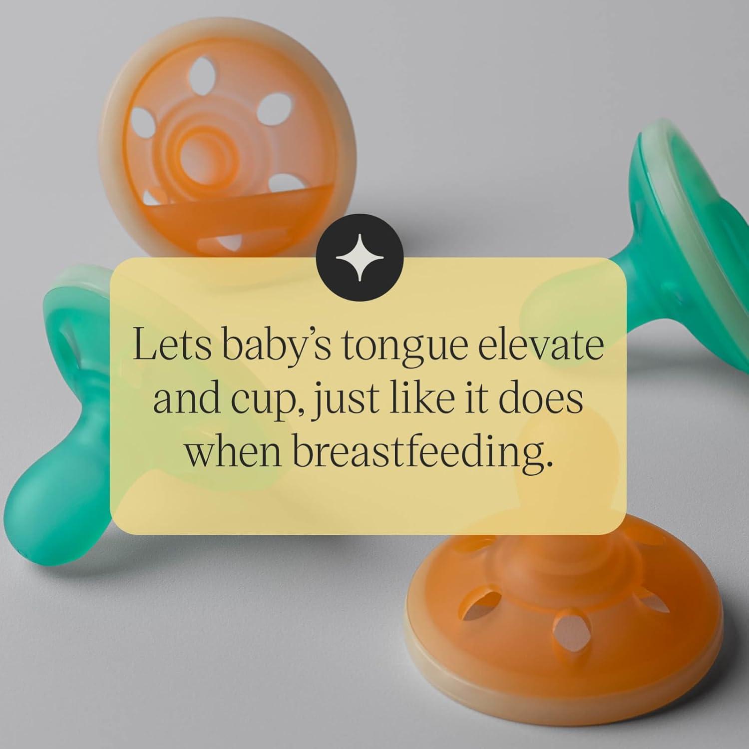 image:imageTommee Tippee BreastLike Night Pacifier 618 Months BreastLike Baglet BPAFree Binkies Glow in The Dark Technology YellowGreen Pack of 4YellowGreen