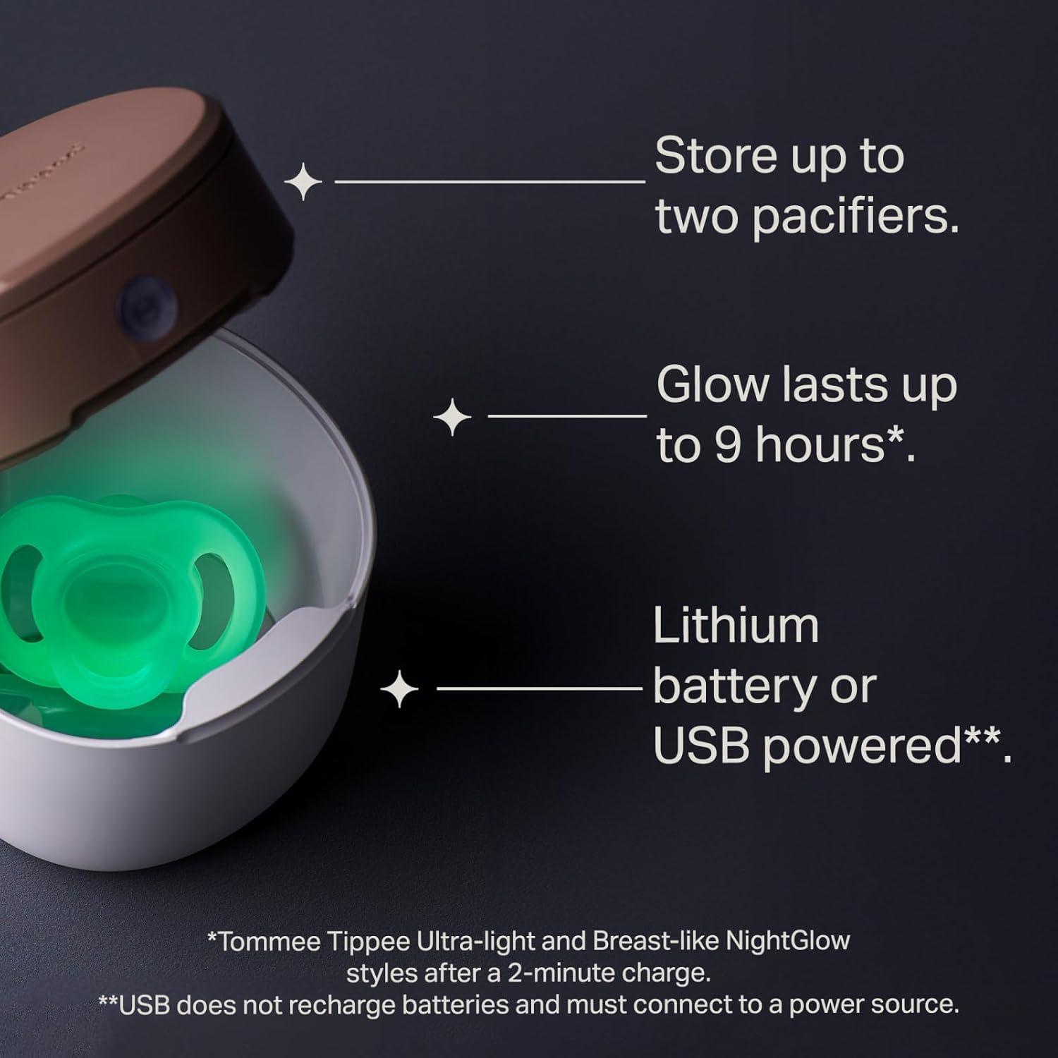 image:imageTommee Tippee Stay Put Pacifier Set Contains 2 UltraLight StayPut Glow in The Dark Pacifiers and 2 UltraLight StayPut Pacifiers 618 Months Colors May Vary OnePiece Silicone Design Pack of 4Glow Green