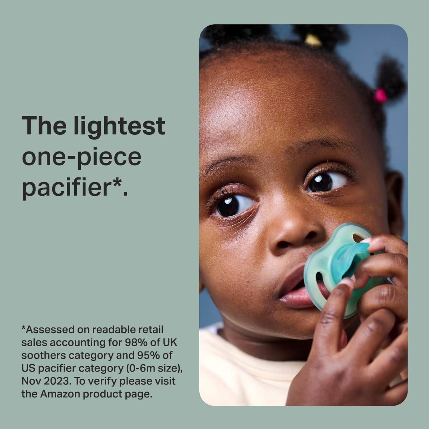 image:imageTommee Tippee Stay Put Pacifier Set Contains 2 UltraLight StayPut Glow in The Dark Pacifiers and 2 UltraLight StayPut Pacifiers 618 Months Colors May Vary OnePiece Silicone Design Pack of 4Blue Yellow