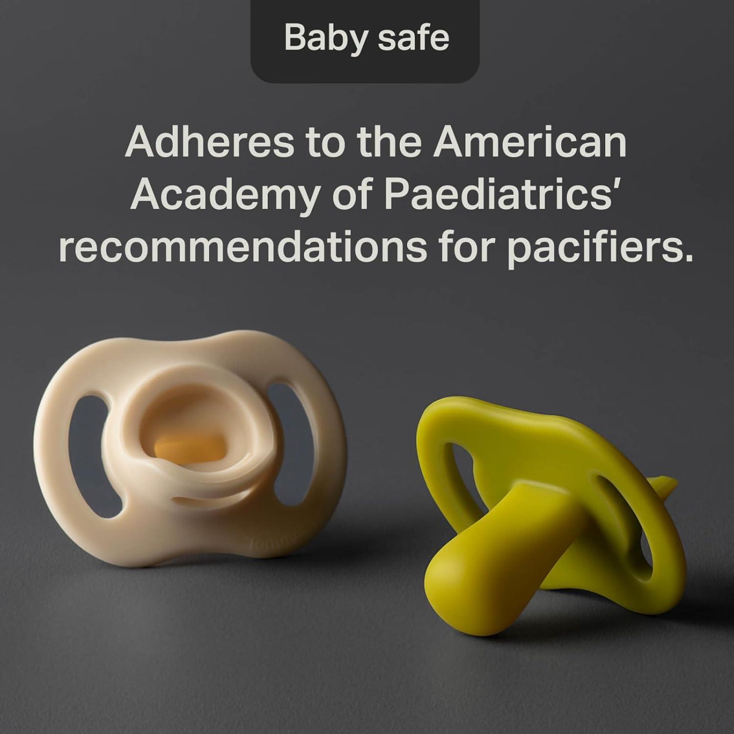 image:imageTommee Tippee Stay Put Pacifier Set Contains 2 UltraLight StayPut Glow in The Dark Pacifiers and 2 UltraLight StayPut Pacifiers 618 Months Colors May Vary OnePiece Silicone Design Pack of 4Blue Yellow