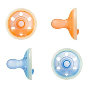 image:imageTommee Tippee BreastLike Night Pacifier 618 Months BreastLike Baglet BPAFree Binkies Glow in The Dark Technology YellowGreen Pack of 4OrangeBlue
