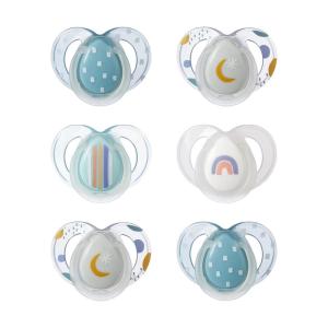image:imageTommee Tippee Night Time Pacifier 618 Months Symmetrical Silicone Baglet BPAFree Binkies Glow in The Dark Technology Pink Rainbow Pack of 6Blue Pastels