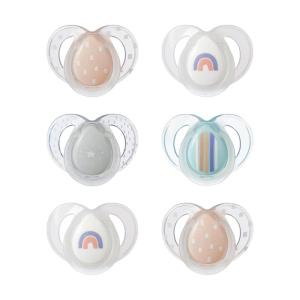 image:imageTommee Tippee Night Time Pacifier 618 Months Symmetrical Silicone Baglet BPAFree Binkies Glow in The Dark Technology Pink Rainbow Pack of 6Pink Pastels