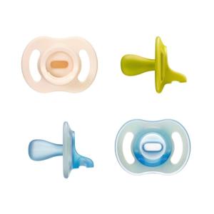 image:imageTommee Tippee Stay Put Pacifier Set Contains 2 UltraLight StayPut Glow in The Dark Pacifiers and 2 UltraLight StayPut Pacifiers 618 Months Colors May Vary OnePiece Silicone Design Pack of 4Blue Yellow