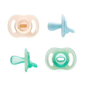 image:imageTommee Tippee Stay Put Pacifier Set Contains 2 UltraLight StayPut Glow in The Dark Pacifiers and 2 UltraLight StayPut Pacifiers 618 Months Colors May Vary OnePiece Silicone Design Pack of 4Blue Green