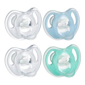 image:imageTommee Tippee UltraLight Silicone Pacifier 06 Months Symmetrical OnePiece Design BPAFree Silicone Binkies ClearBlueGreen Pack of 4