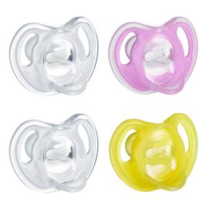 image:imageTommee Tippee UltraLight Silicone Pacifier 1836 Months Symmetrical OnePiece Design BPAFree Silicone Binkies ClearBlueGreen Pack of 4ClearPinkYellow
