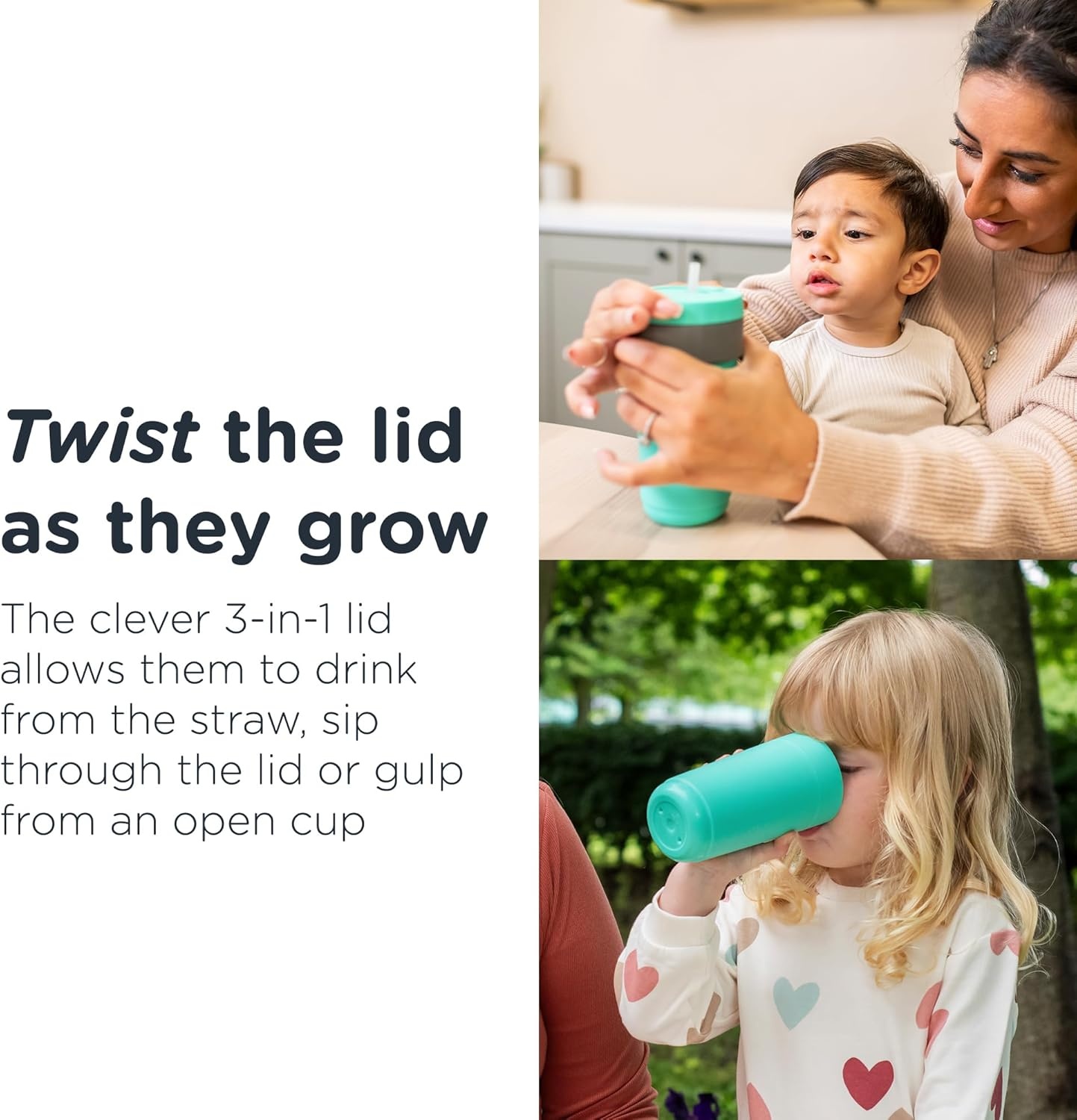 image:imageTommee Tippee 3in1 Insulated 10oz Convertible Cup 18m NonSpill MultiUse Cup for Toddlers 13 LeakProof BiteResistant and BPA Free Teal Pack of 110 Ounces Pack of 2