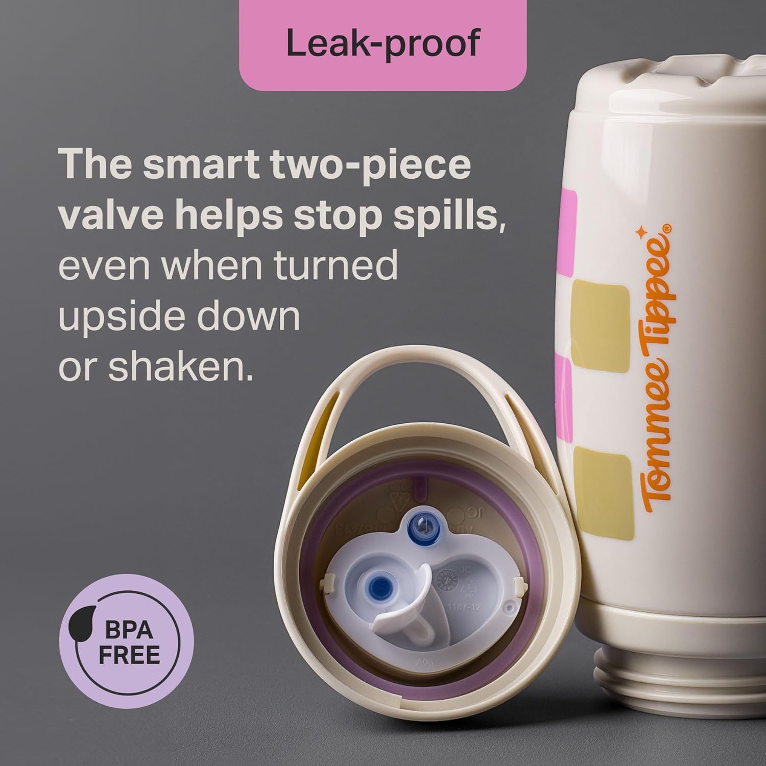 image:imageTommee Tippee Insulated 9oz Sporty Spout Toddler Water Bottle No Spill Sippy Cups for Toddlers 13 TwoPiece Valve Helps Stop Spills Green amp Red BPA Free Pack of 2Mint Beige