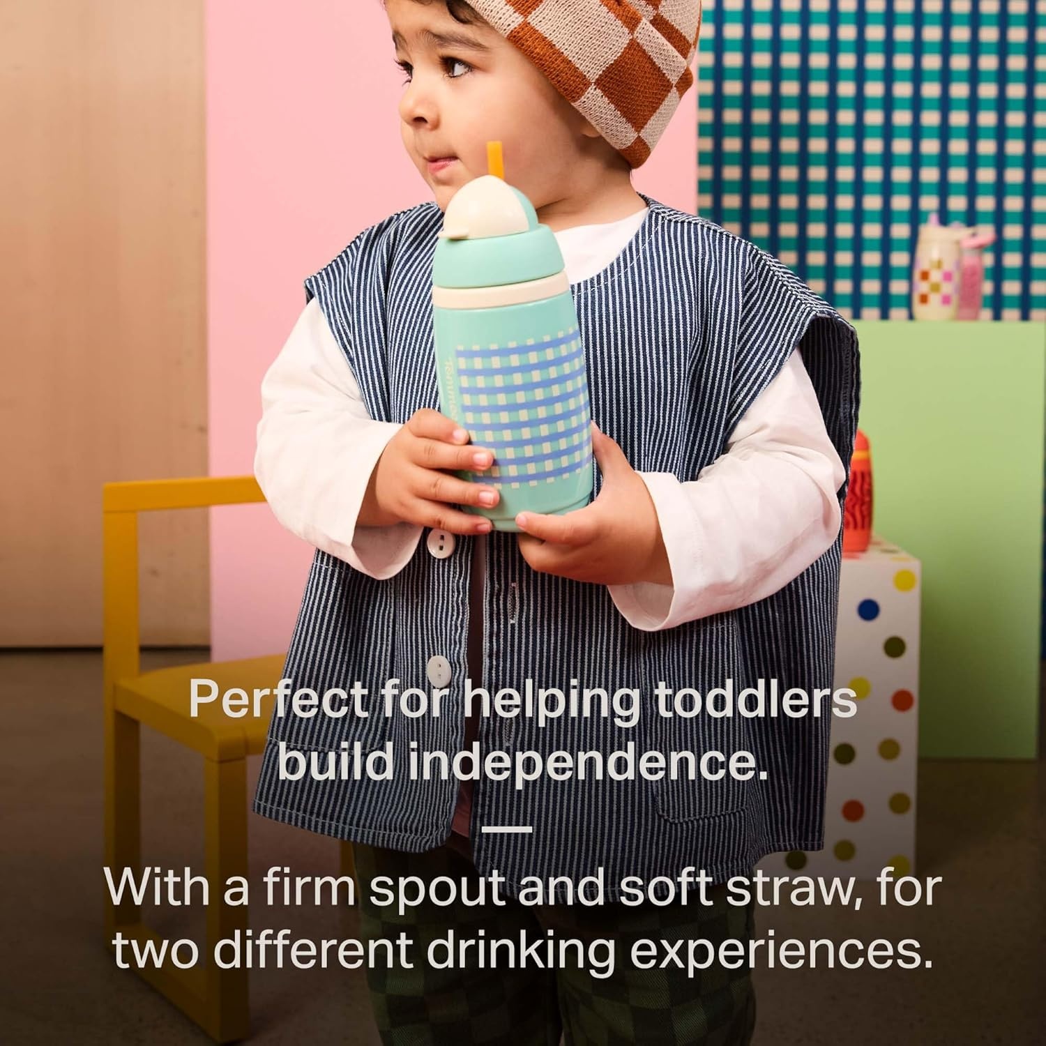 image:imageTommee Tippee Insulated 9oz Sporty Spout Toddler Water Bottle No Spill Sippy Cups for Toddlers 13 TwoPiece Valve Helps Stop Spills Green amp Red BPA Free Pack of 2Mint Beige