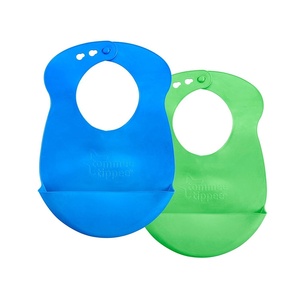 image:imageTommee Tippee EasiRoll Baby Bib Crumb amp Drip Catcher Pink amp Teal  7 Months 2 CountBlue and Green