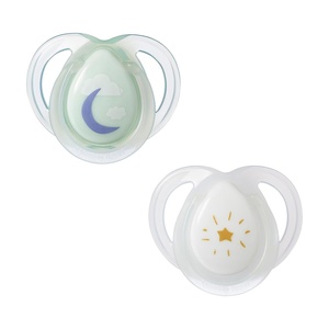 image:imageTommee Tippee Night Time Pacifier 06 Months Symmetrical Silicone Baglet BPAFree Binkies Glow in The Dark Technology Pack of 2 with Reusable Sterilizer Pod