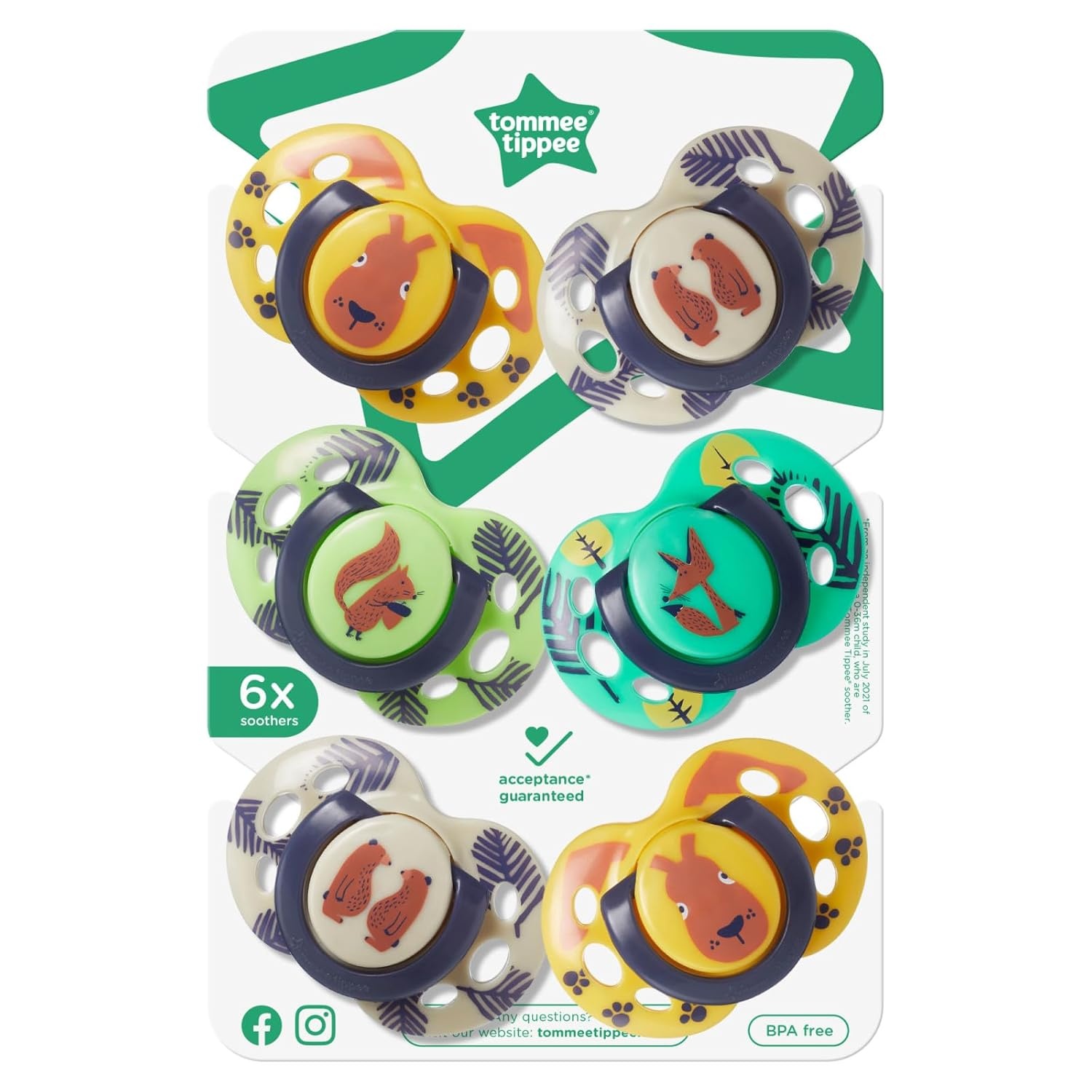 image:imageTommee Tippee Anytime Matte Pacifiers 1836 Months Symmetrical Baglet BPAFree Binkies Yellow Green and Beige Pack of 6