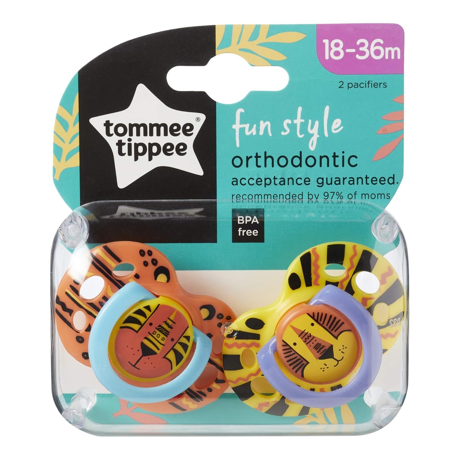 image:imageTommee Tippee Fun Style Pacifier 1836 Months Symmetrical Baglet BPAFree Binkies Colors And Designs May Vary Pack of 2
