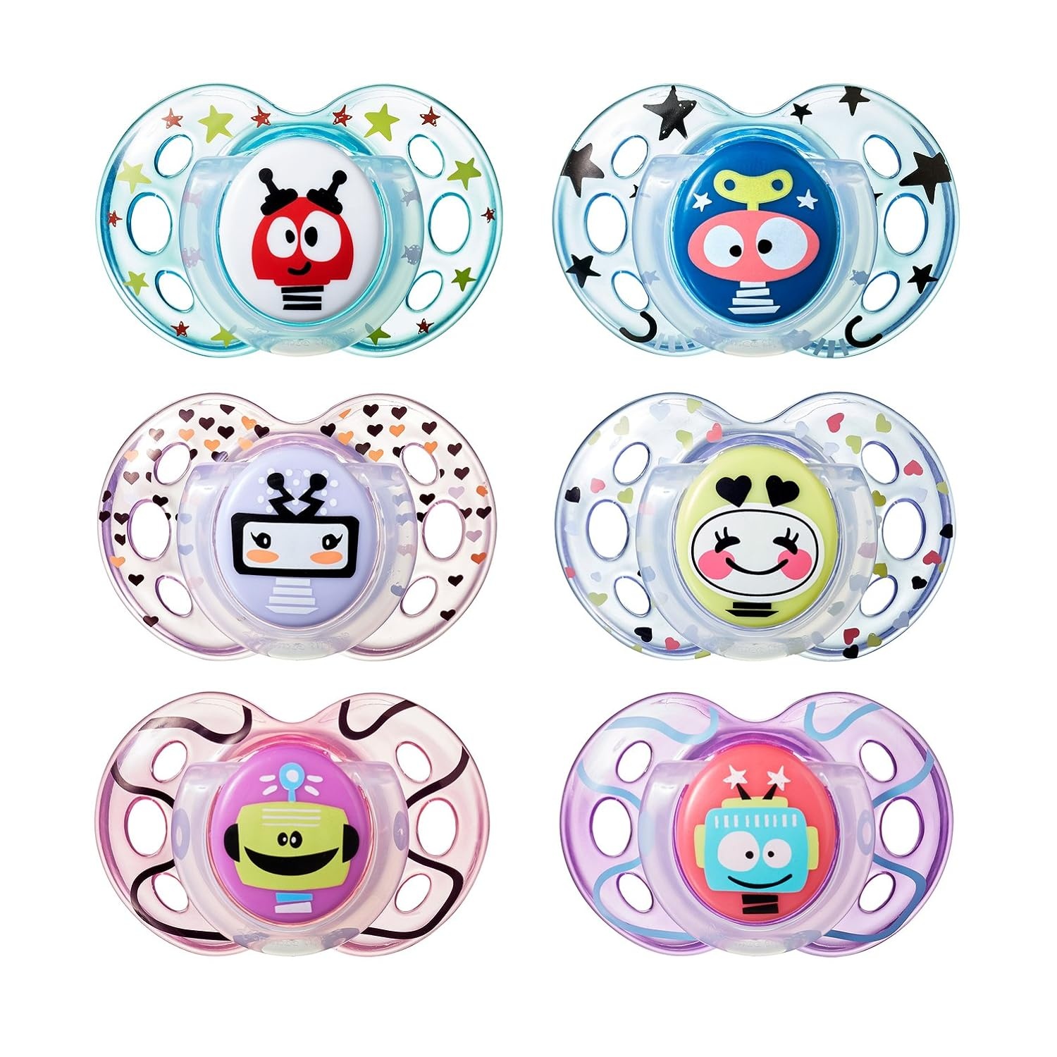 image:imageTommee Tippee Fun Style Pacifier 1836 Months Symmetrical Baglet BPAFree Binkies Colors And Designs May Vary Pack of 2