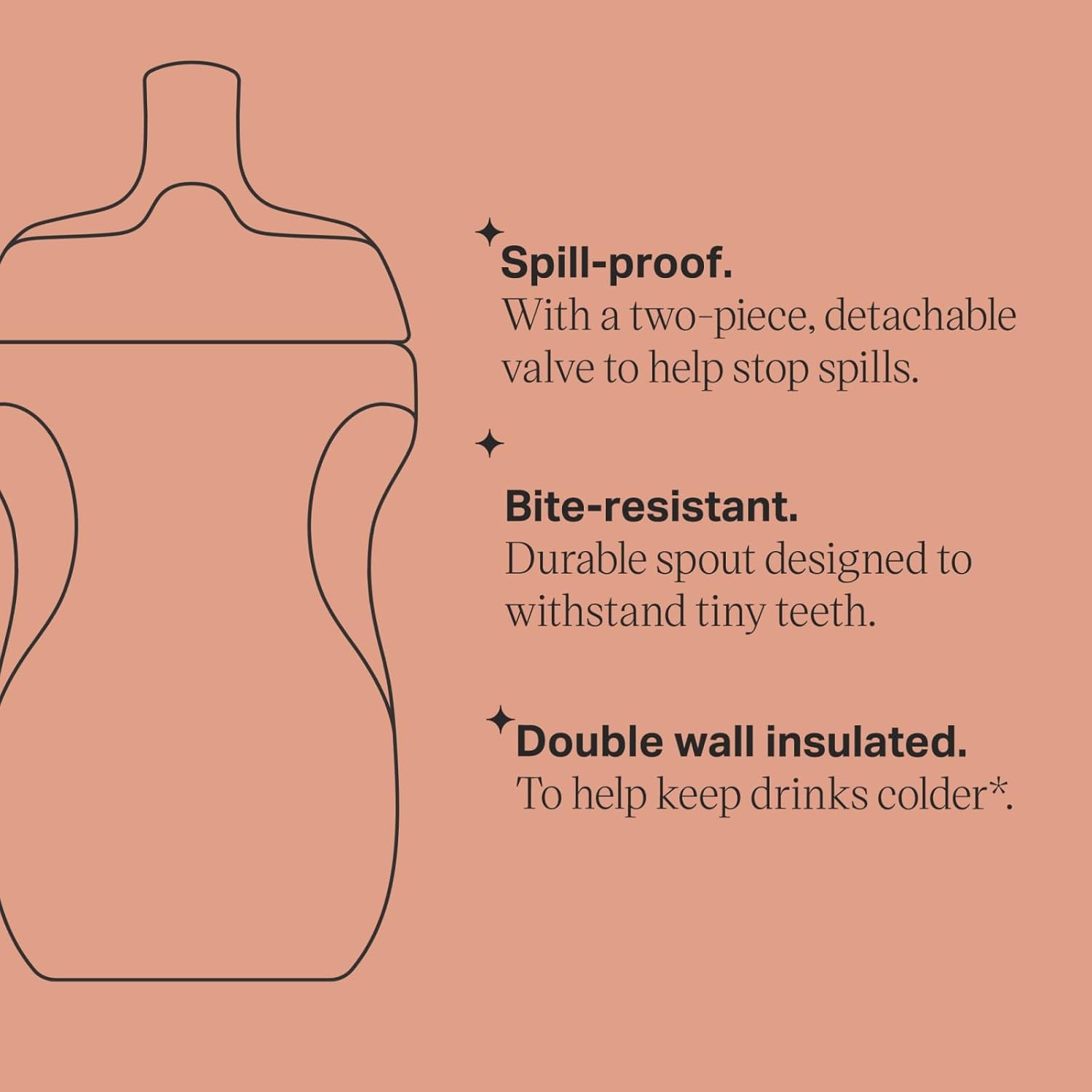 image:imageTommee Tippee Insulated 9oz Sporty Spout Toddler Water Bottle No Spill Sippy Cups for Toddlers 13 TwoPiece Valve Helps Stop Spills Hot Pink amp Mint BPA Free Pack of 2Lilac Plum