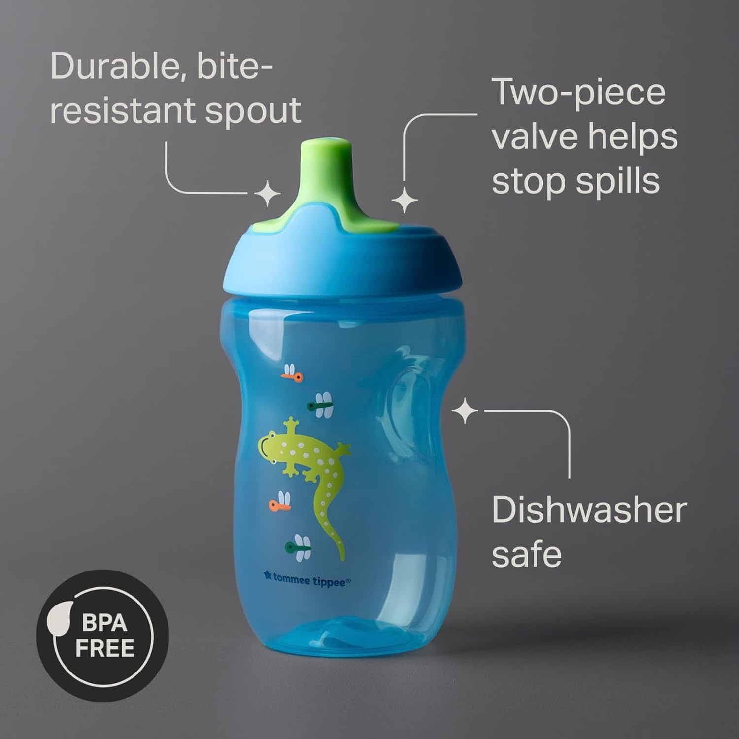 image:imageTommee Tippee Sporty Bottle 10oz Sippy Cups for Toddlers 13 SpillProof Bite Resistant Spout Easy to Hold Design BPA Free Pack of 3 Pink Red and OrangeOrange Green and Blue