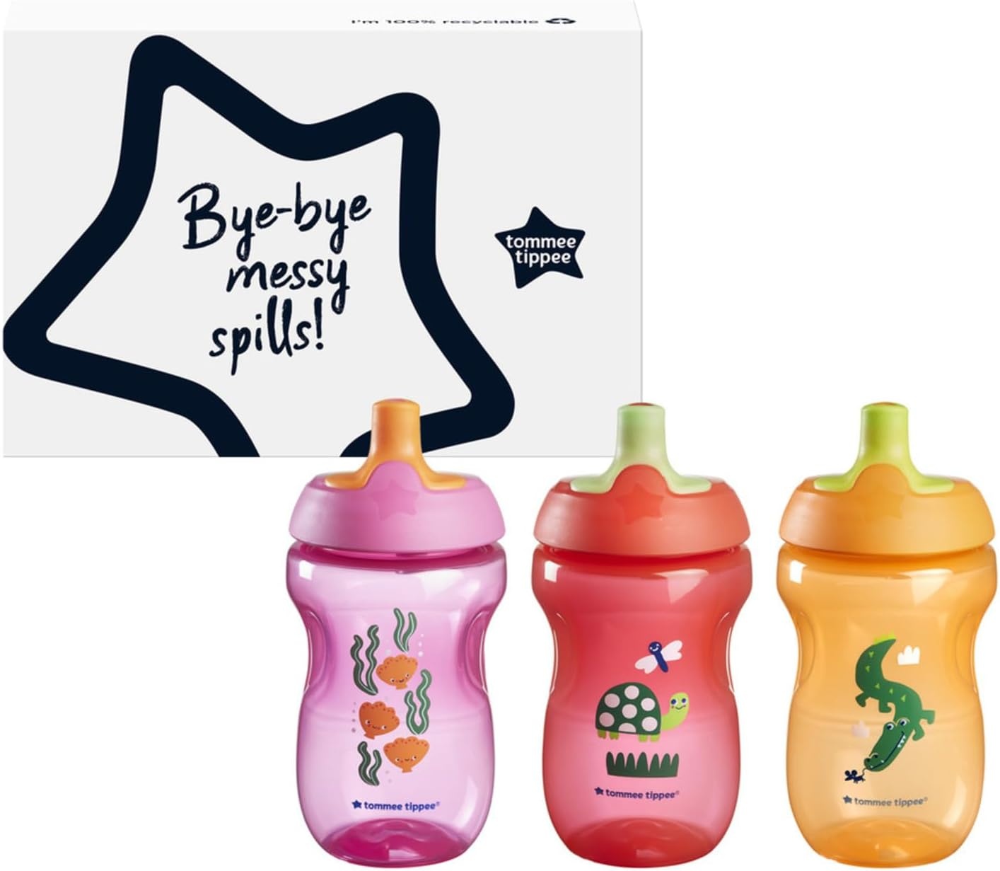 image:imageTommee Tippee Sporty Bottle 10oz Sippy Cups for Toddlers 13 SpillProof Bite Resistant Spout Easy to Hold Design BPA Free Pack of 3 Pink Red and OrangePurple Red and Orange Pack of 6